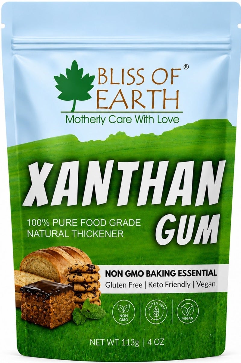 Bliss of Earth Xanthan Gum 113g | Ultra Strong Food Grade Thickener Powder | Gluten Free Baking Essential | Keto Vegan Stabilizer | Instant Sauce, Dressing, Ice Cream Texture Enhancer | High Performance Binder - Image 1