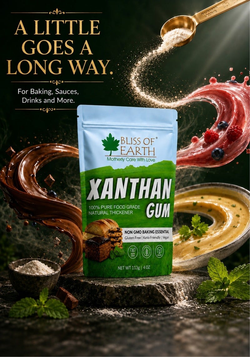 Bliss of Earth Xanthan Gum 113g | Ultra Strong Food Grade Thickener Powder | Gluten Free Baking Essential | Keto Vegan Stabilizer | Instant Sauce, Dressing, Ice Cream Texture Enhancer | High Performance Binder - Image 2
