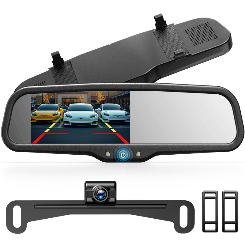 Auto-Vox Rear View Mirror Backup Camera: 4.3'' OEM HD Wireless Backup Camera with Intelligent Light Sensing Display System,IP69 Waterproof, Clear Night Vision Back Up Camera for Car, Truck & Pickup - Image 1