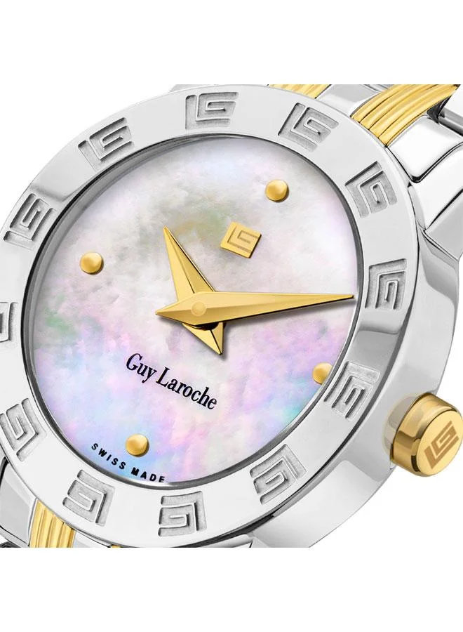 غاي لاروش Alex 22mm Women's Swiss Watch with White Mother-of-pearl Dial & Stainless Steel Bracelet