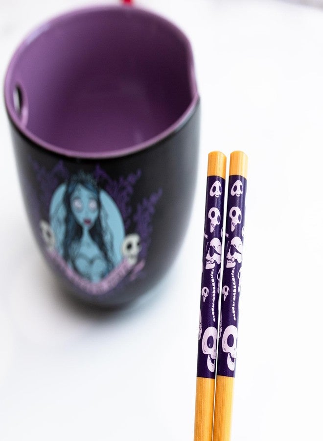 Silver Buffalo Tim Burton's Corpse Bride Emily Ceramic Ramen Dinnerware Set | Includes 20-Ounce Noodle Bowl and Wooden Chopsticks - Image 5