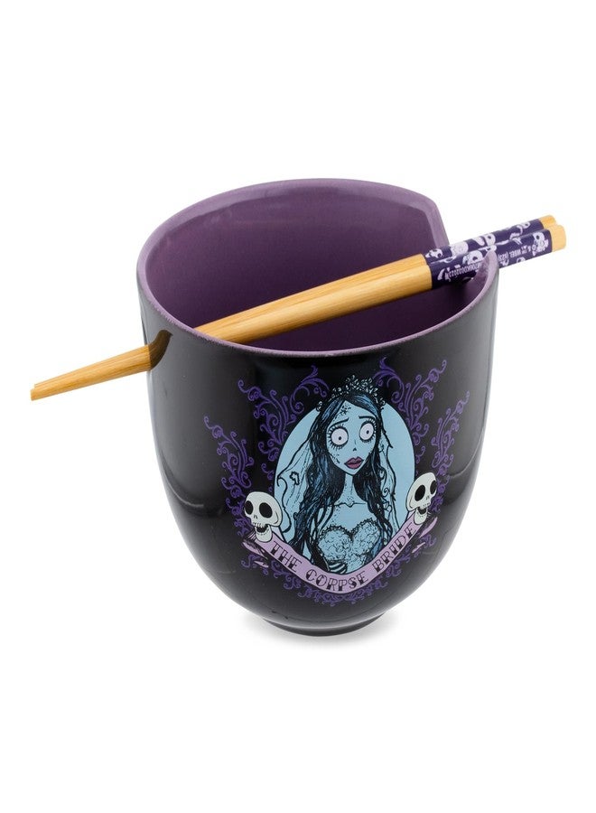 Silver Buffalo Tim Burton's Corpse Bride Emily Ceramic Ramen Dinnerware Set | Includes 20-Ounce Noodle Bowl and Wooden Chopsticks - Image 3