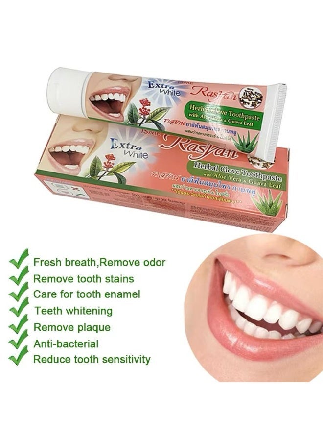 Rasyan Herbal Clove Toothpaste with Aloe Vera & Guava Leaf 100g – Fresh Breath Whitening Toothpaste for Gum Care - Image 4