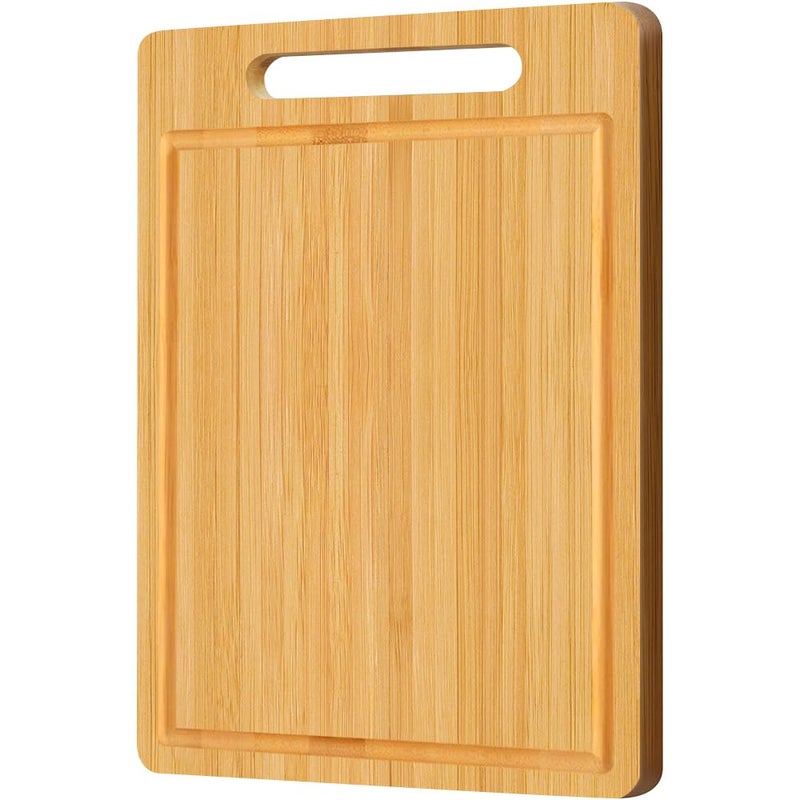 BLOCE Bamboo Cutting Board, Wooden Cutting Boards for Kitchen, Wood Double Sided Food-Grade Chopping Board for Meat Cheese Vegetable (Medium) - Image 1
