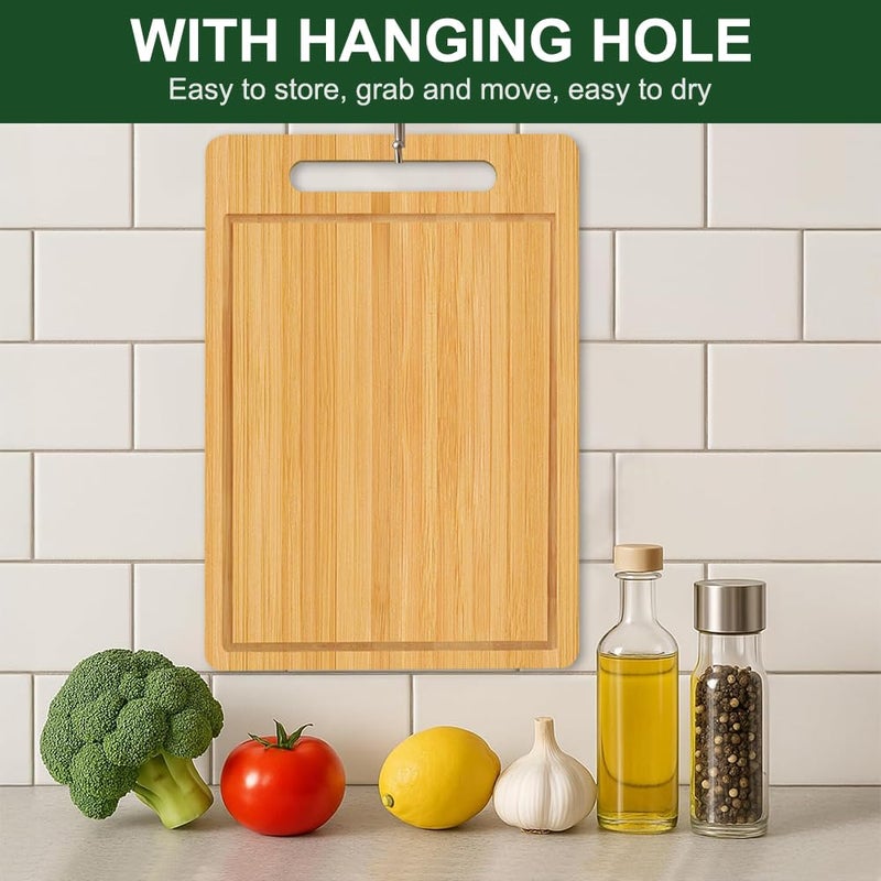 BLOCE Bamboo Cutting Board, Wooden Cutting Boards for Kitchen, Wood Double Sided Food-Grade Chopping Board for Meat Cheese Vegetable (Medium) - Image 5