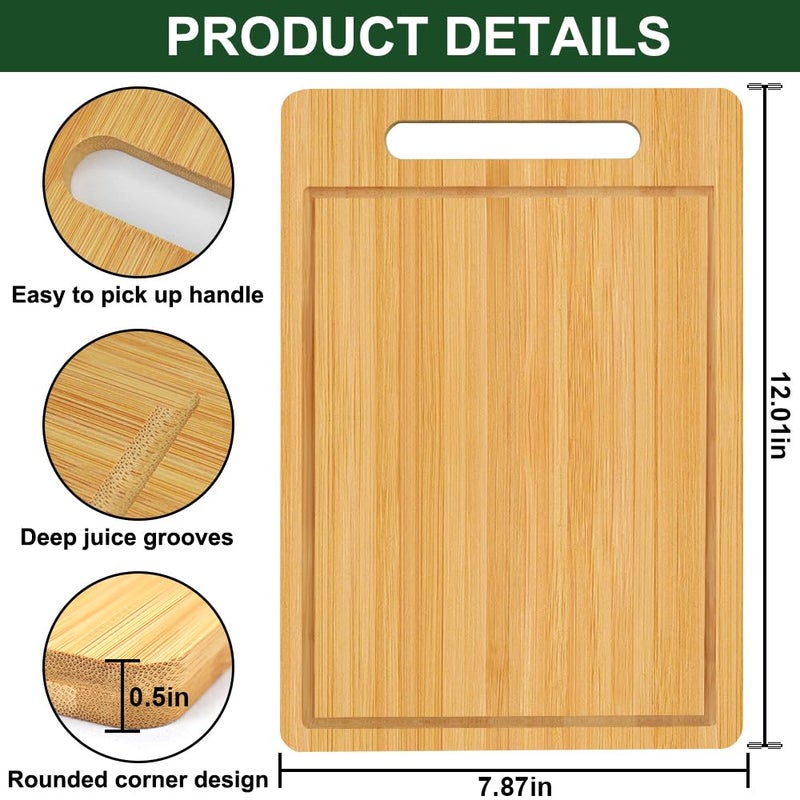 BLOCE Bamboo Cutting Board, Wooden Cutting Boards for Kitchen, Wood Double Sided Food-Grade Chopping Board for Meat Cheese Vegetable (Medium) - Image 2