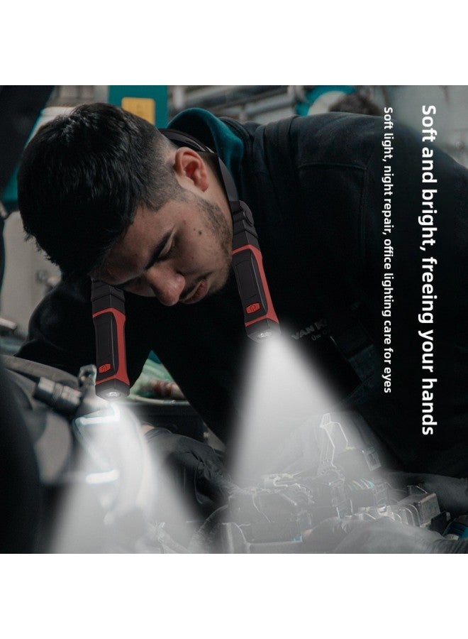 Loquat LED Hanging Neck Lamp Reading Lamp Outdoor Night Running Riding Night Fishing Camping Lamp Lighting Magnetic Work Lamp-Color:Red And Black Usb Charging Model - Image 2