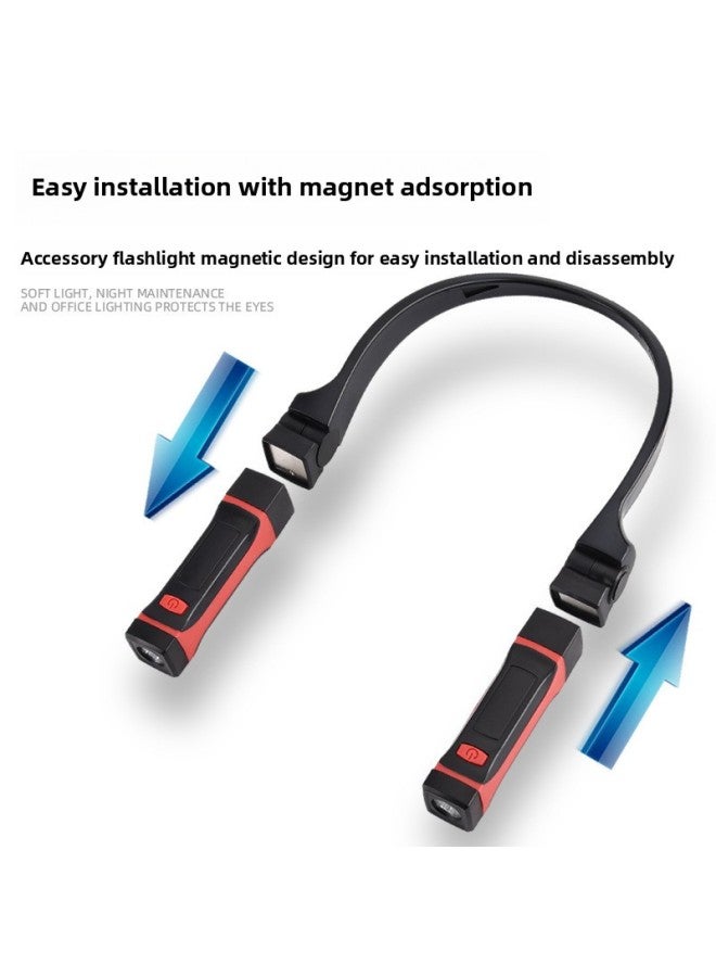 Loquat LED Hanging Neck Lamp Reading Lamp Outdoor Night Running Riding Night Fishing Camping Lamp Lighting Magnetic Work Lamp-Color:Red And Black Usb Charging Model - Image 4