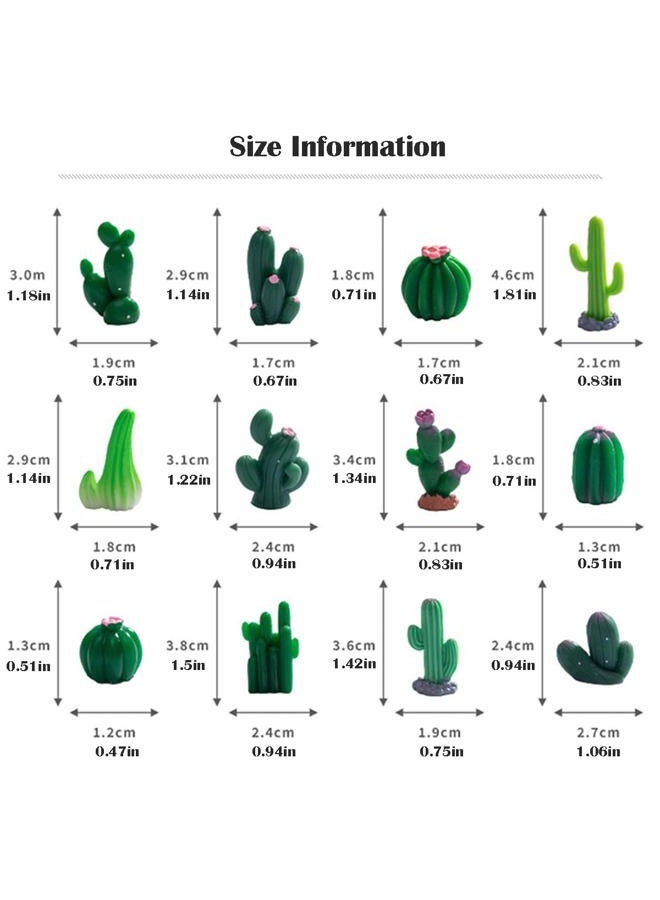 JARPSIRY 12 Pcs Mini Resin Cactus Miniature Figurines, Cute Small Cactus Figures Cake Topper, DIY Micro Landscape Desert Decor Home Fairy Garden Plant Pots Bonsai Crafts - Image 5