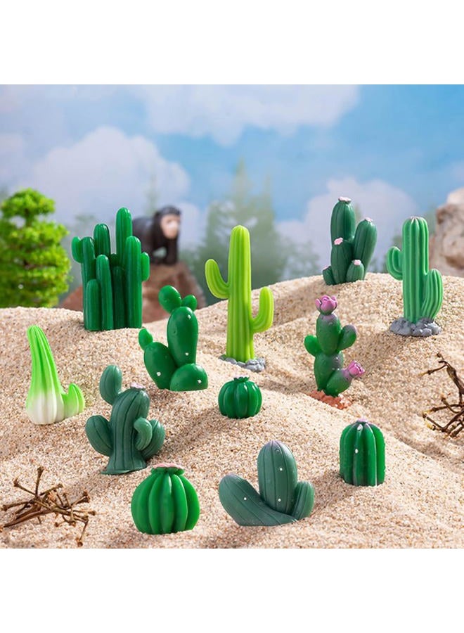 JARPSIRY 12 Pcs Mini Resin Cactus Miniature Figurines, Cute Small Cactus Figures Cake Topper, DIY Micro Landscape Desert Decor Home Fairy Garden Plant Pots Bonsai Crafts - Image 1