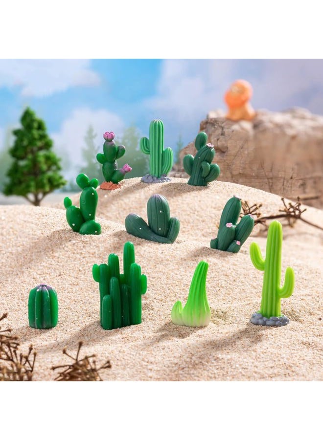 JARPSIRY 12 Pcs Mini Resin Cactus Miniature Figurines, Cute Small Cactus Figures Cake Topper, DIY Micro Landscape Desert Decor Home Fairy Garden Plant Pots Bonsai Crafts - Image 2
