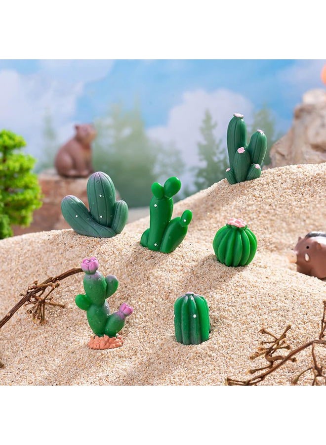 JARPSIRY 12 Pcs Mini Resin Cactus Miniature Figurines, Cute Small Cactus Figures Cake Topper, DIY Micro Landscape Desert Decor Home Fairy Garden Plant Pots Bonsai Crafts - Image 3
