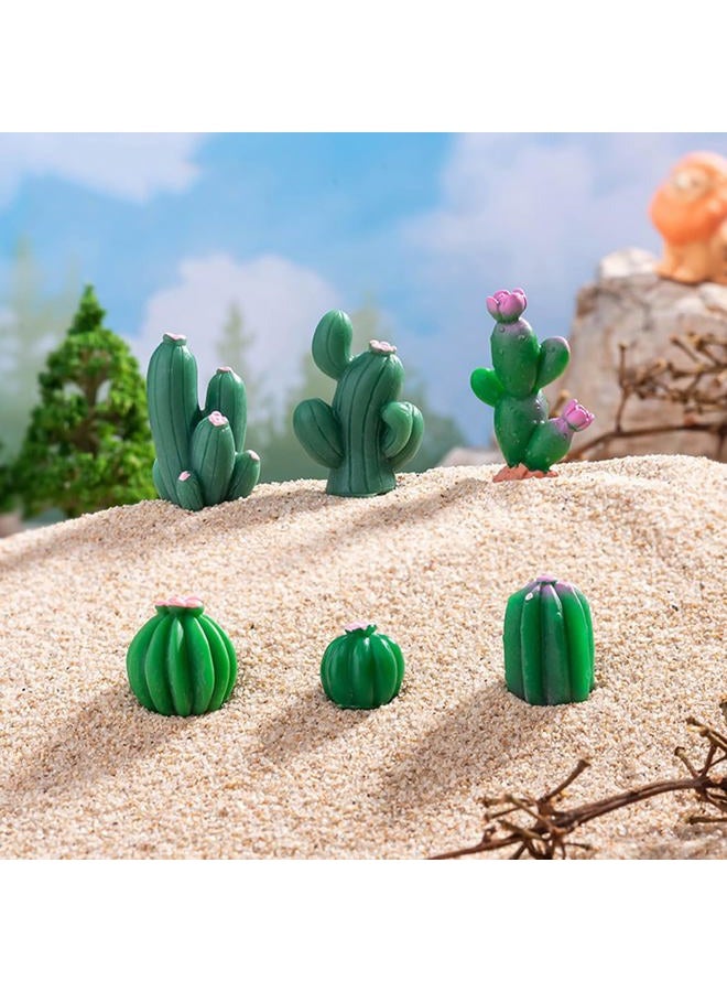 JARPSIRY 12 Pcs Mini Resin Cactus Miniature Figurines, Cute Small Cactus Figures Cake Topper, DIY Micro Landscape Desert Decor Home Fairy Garden Plant Pots Bonsai Crafts - Image 4