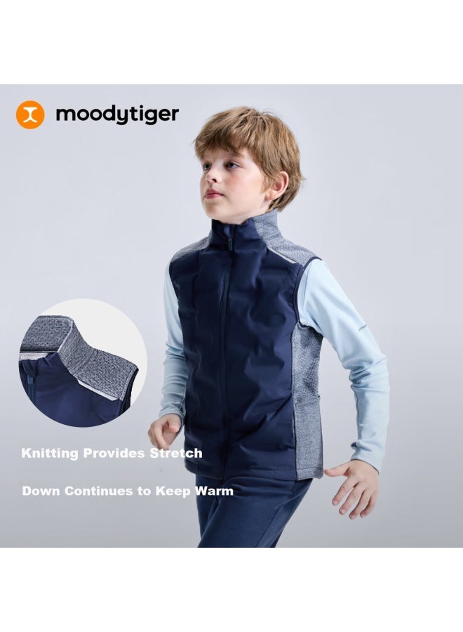 Moodytiger School Uniform Essential Children's Down Vest Duck Down Lightweight Warm Water-repellent Breathable Stretch Autumn Winter Uni - Image 1