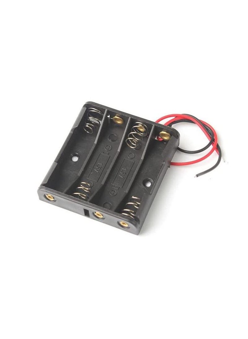 5 Pack Battery Holder Storage Box Case AA AAA Batteries Container With Wire Lead, ABS Light Weight Battery Bank Case (AAA Battery, 4 Battery Holder)  - Image 2