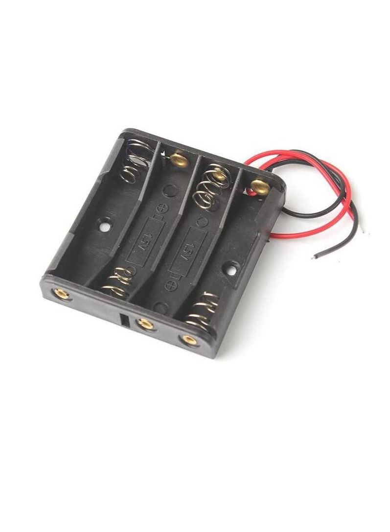 5 Pack Battery Holder Storage Box Case AA AAA Batteries Container With Wire Lead, ABS Light Weight Battery Bank Case (AAA Battery, 4 Battery Holder)  - Image 3