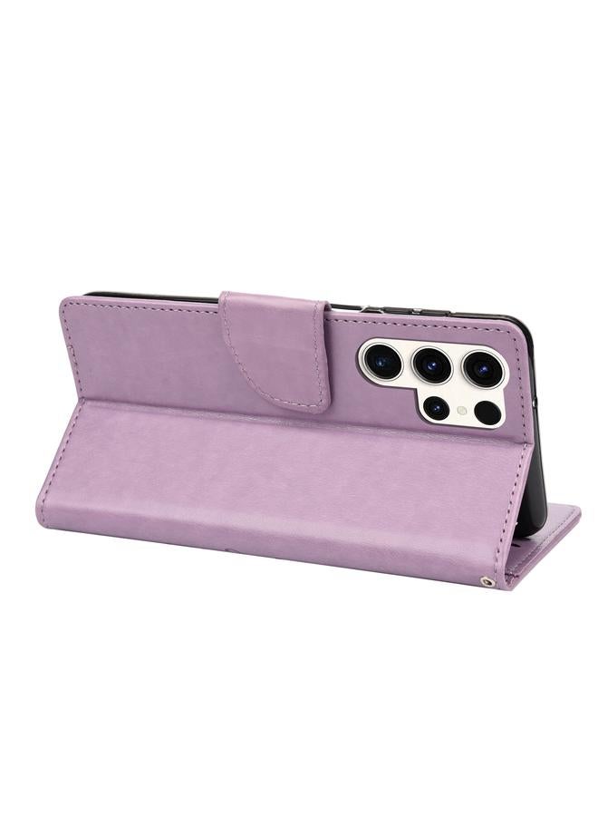 اس-توب جراب لهاتف Samsung Galaxy S23 Ultra 5G بنمط زهرة الفراشة من الجلد القابل للطي - Image 5