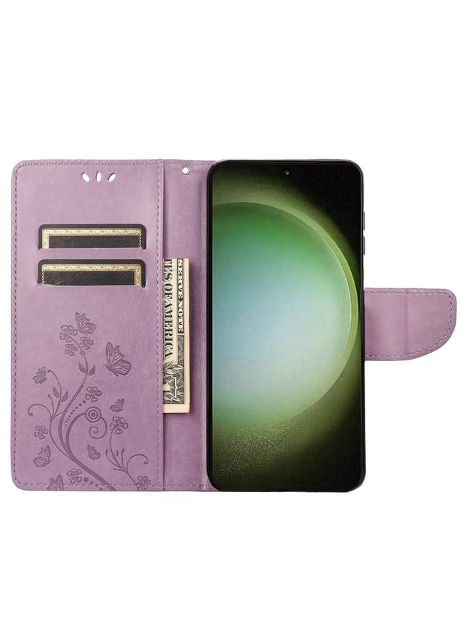 اس-توب جراب لهاتف Samsung Galaxy S23 Ultra 5G بنمط زهرة الفراشة من الجلد القابل للطي - Image 4