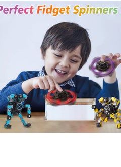 Generic Transformable Fidget Spinners 4 Pcs for Kids and Adults Stress Relief Sensory Toys for Boys and Girls Fingertip Gyros for ADHD Autism for Kids Valentines Day Gifts (Fidget Toy 4pc)  - Image 2
