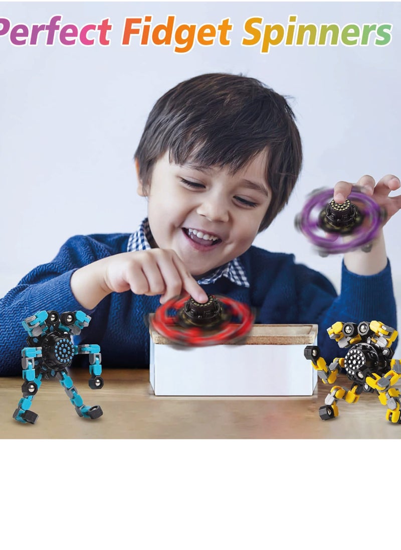 null - Transformable Fidget Spinners 4 Pcs for Kids and Adults Stress Relief Sensory Toys for Boys and Girls Fingertip Gyros for ADHD Autism for Kids Valentines Day Gifts (Fidget Toy 4pc) - Image 1