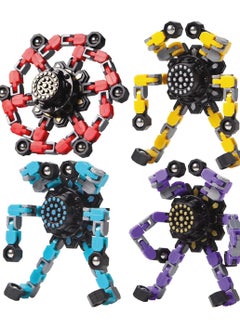 Generic Transformable Fidget Spinners 4 Pcs for Kids and Adults Stress Relief Sensory Toys for Boys and Girls Fingertip Gyros for ADHD Autism for Kids Valentines Day Gifts (Fidget Toy 4pc)  - Image 1