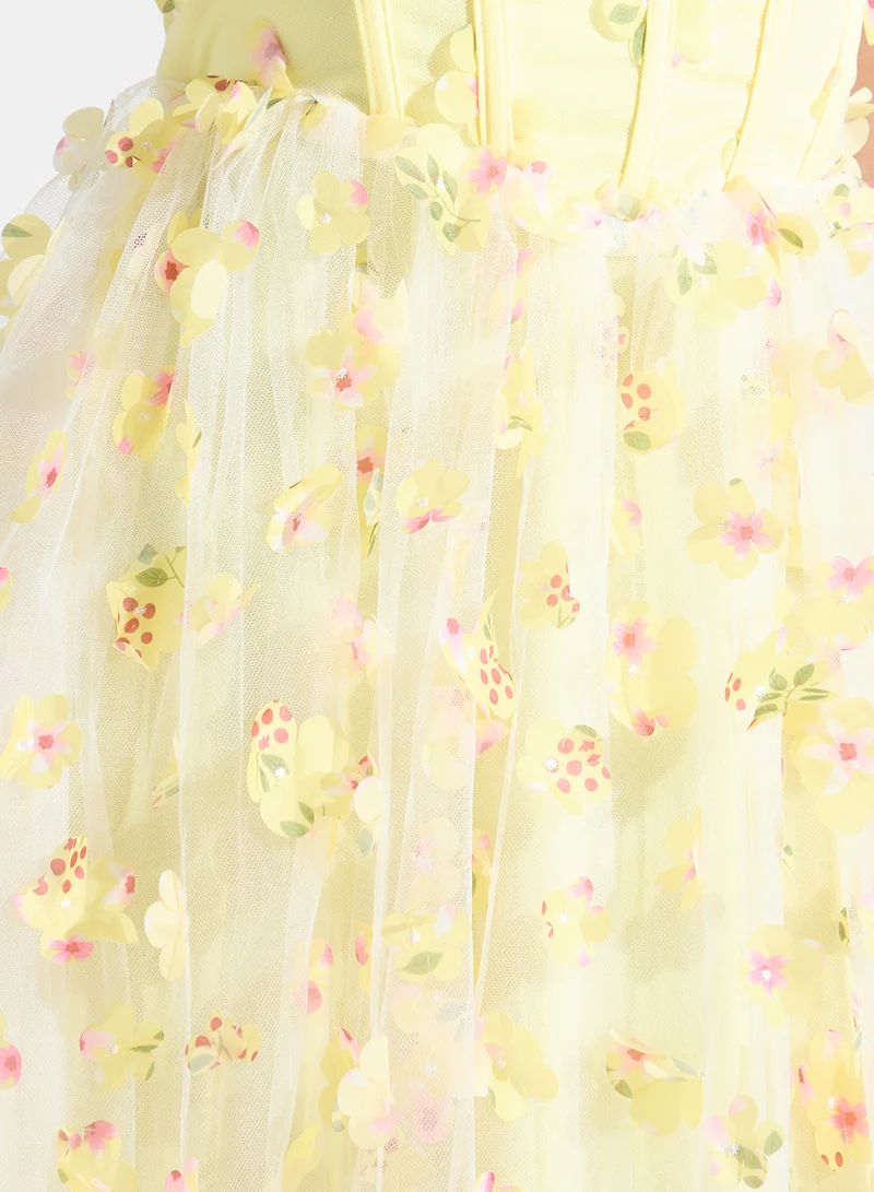 Ginger Boutique Floral Tulle Corset Dress