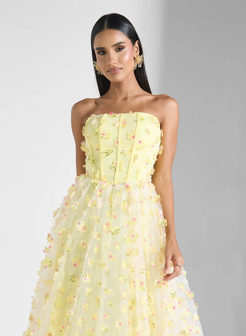 Ginger Boutique Floral Tulle Corset Dress