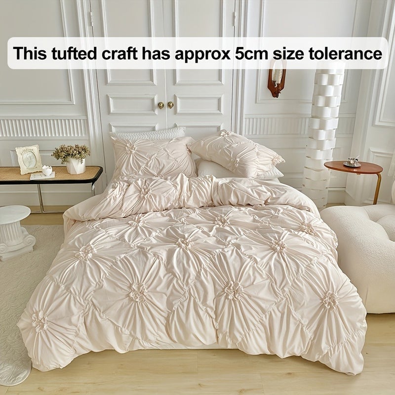 Floral Duvet Cover 2/3pcs Set (1 Duvet Cover And 1/2 Pillowcases), Pleated Floral Design, Easy Fashion, All-Season Bedroom Bedding, with Zipper And Corner Straps, Suitable for Women And Men - Image 4