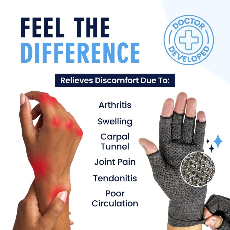Dr. Frederick's Original Grippy Arthritis Gloves for Women & Men - Anti-Slip Compression Gloves for Arthritis Pain Relief - Medium - Image 3