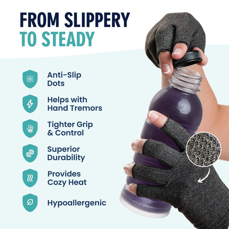 Dr. Frederick's Original Grippy Arthritis Gloves for Women & Men - Anti-Slip Compression Gloves for Arthritis Pain Relief - Medium - Image 4