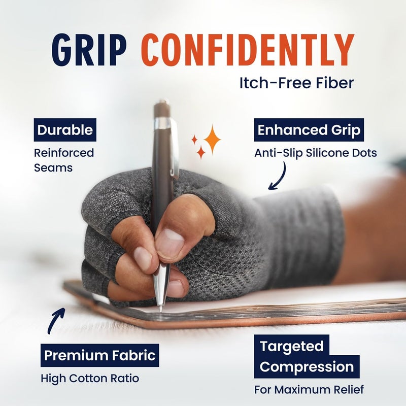Dr. Frederick's Original Grippy Arthritis Gloves for Women & Men - Anti-Slip Compression Gloves for Arthritis Pain Relief - Medium - Image 2