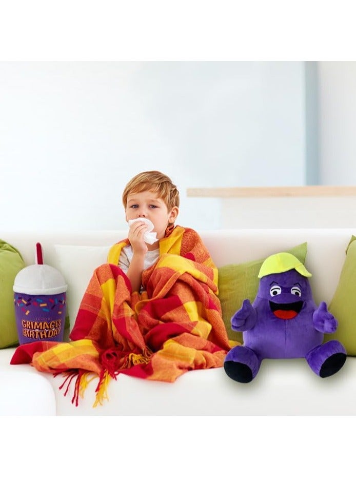 Gerenic Grimace Plush, 2PCS Grimace Shake & Yellow Hat Plush Toy, Stuffed Animal Toy, Game Doll Toy for Anime Fans, Perfect Gift for Boys and Girls  - Image 4