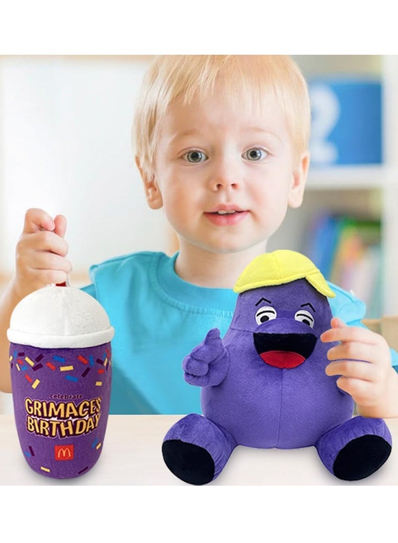 Gerenic Grimace Plush, 2PCS Grimace Shake & Yellow Hat Plush Toy, Stuffed Animal Toy, Game Doll Toy for Anime Fans, Perfect Gift for Boys and Girls  - Image 3