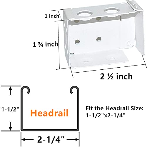 Cutelec 2pcs Box Mounting Bracket for Low Profile Horizontal Blinds with 1-3/4" x 2 1/2" Headrail - White Color - Image 2