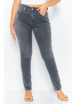 Women Skinny Fit D-Strukt Stretchable Jeans, Smoked Black