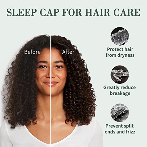 Fittia Satin Hair Bonnet for Sleeping, Silky No Frizzy for Curls Care, Adjustable Strap for Non-Slip, Dreadlocks Cap for Women&Men Military Green - Image 2