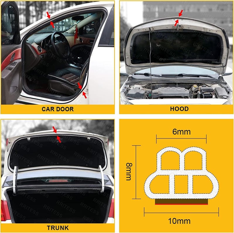 Khazna Car Weather Stripping, Door Rubber Seal Strip Stripping Double Layer Universal Self Adhesive Auto Soundproofing Weatherstrip for Hood Tailgate 10M - Image 3
