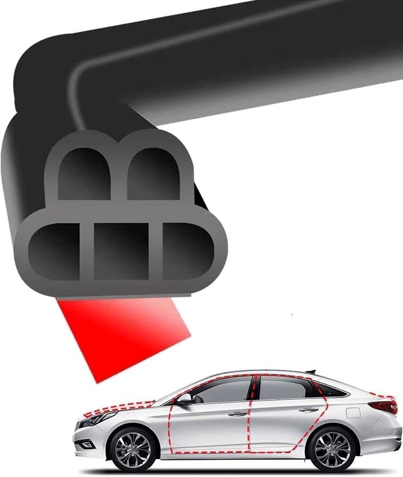 Khazna Car Weather Stripping, Door Rubber Seal Strip Stripping Double Layer Universal Self Adhesive Auto Soundproofing Weatherstrip for Hood Tailgate 10M - Image 1