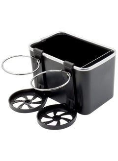 Car Armrest Storage Box with 2 Foldable Cup Holders, Multifunctional Console Box