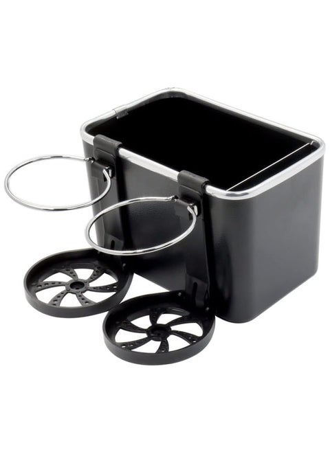 Car Armrest Storage Box with 2 Foldable Cup Holders, Multifunctional Console Box