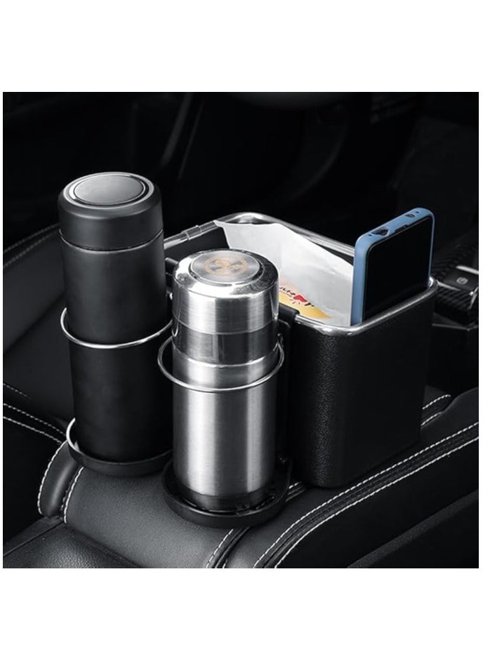 Generic - Car Armrest Storage Box with 2 Foldable Cup Holders, Multifunctional Console Box - Image 1