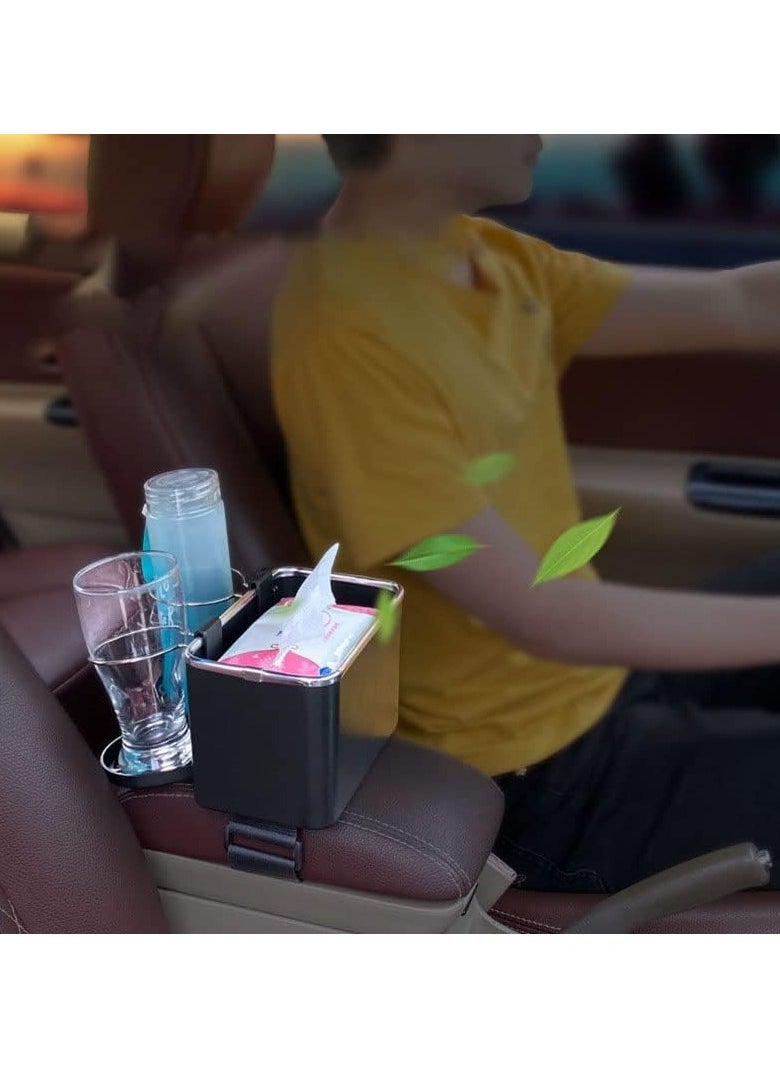 Generic - Car Armrest Storage Box with 2 Foldable Cup Holders, Multifunctional Console Box - Image 1