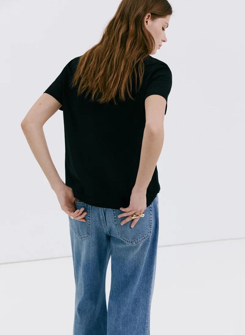 مانجو Rounded Neck Cotton T-Shirt