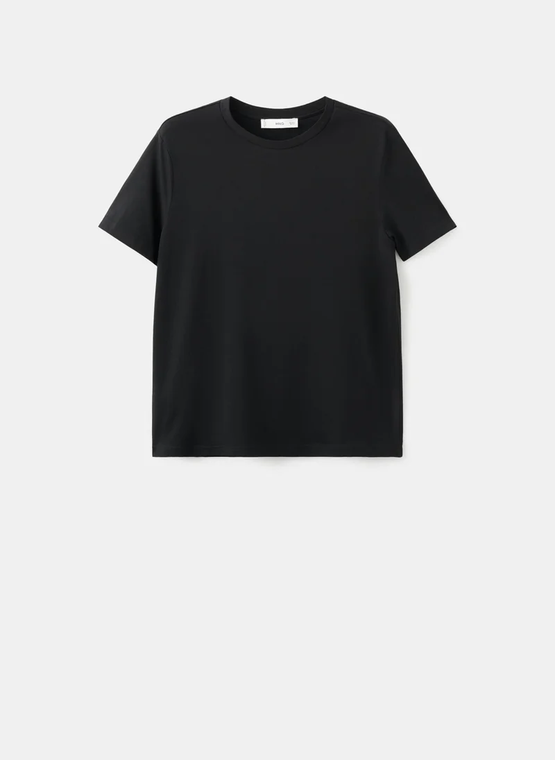 Mango 99-NEGRO Rounded Neck Cotton T-Shirt for Women | Best Price UAE