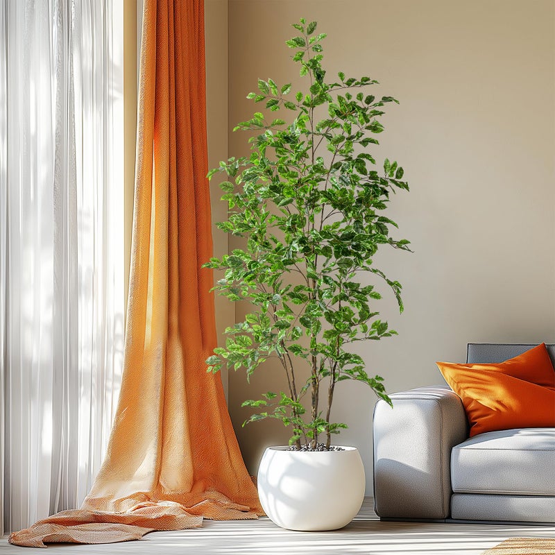 Bailikang Artificial Ficus Tree Indoor 6ft, Large Potted Faux Tree with Realistic Silk Leaves & Trunk for Home Office, Living Room Corner Decor - Image 2
