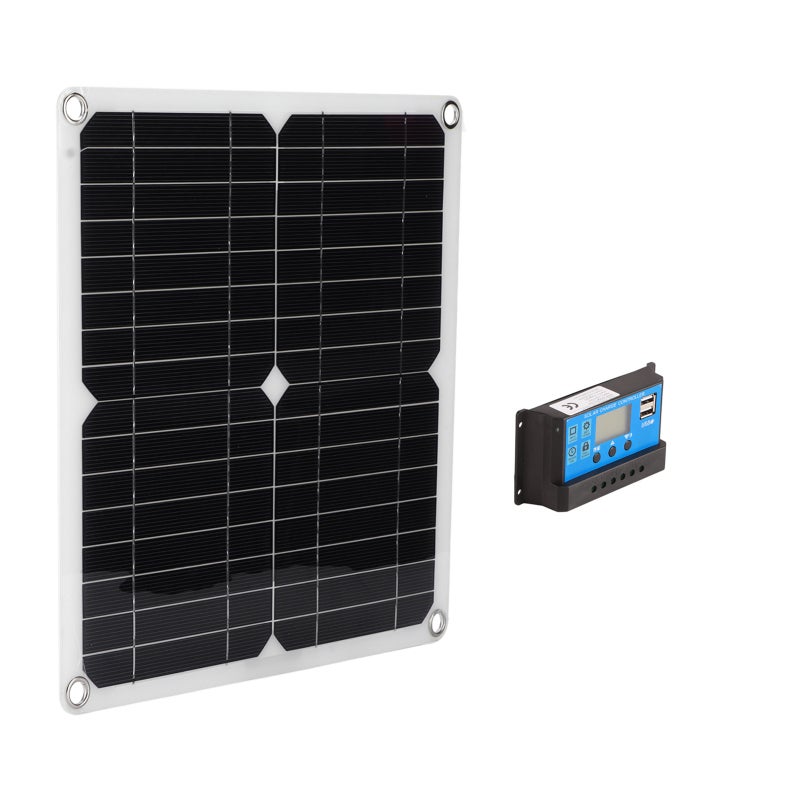 15W Solar Panel Kit: Portable Monocrystalline Silicon Panel With Dual USB DC Output - 100A LCD Display Solar Controller With Multiple Protection for Outdoor Camping Car Battery Charging - Image 3