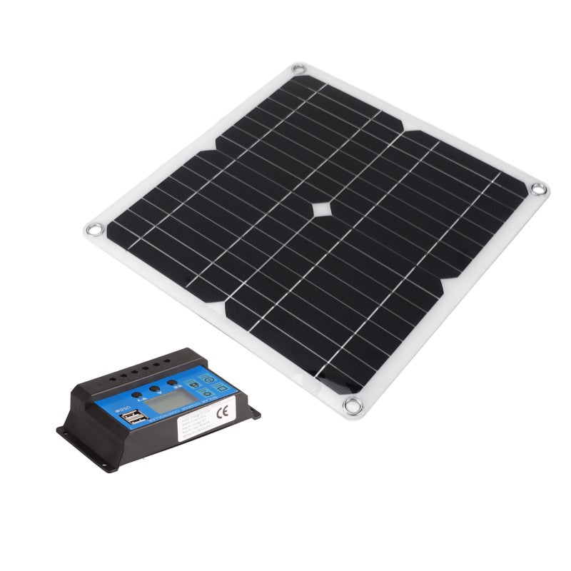 15W Solar Panel Kit: Portable Monocrystalline Silicon Panel With Dual USB DC Output - 100A LCD Display Solar Controller With Multiple Protection for Outdoor Camping Car Battery Charging - Image 4