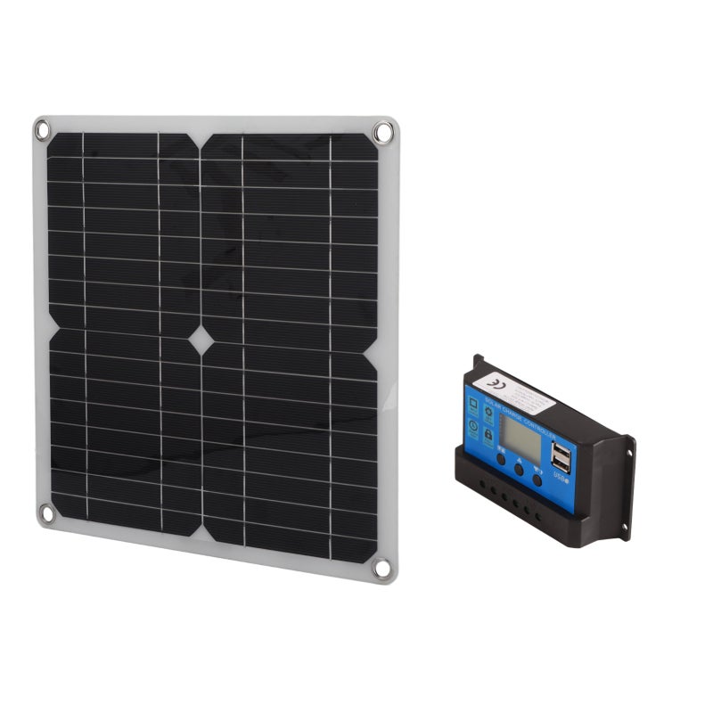 15W Solar Panel Kit: Portable Monocrystalline Silicon Panel With Dual USB DC Output - 100A LCD Display Solar Controller With Multiple Protection for Outdoor Camping Car Battery Charging - Image 5