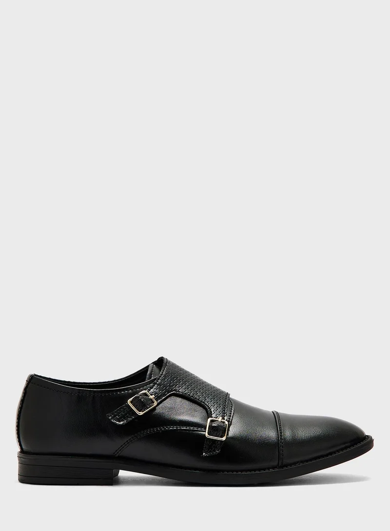 Robert Wood Textured Monk Strap Formal Slip Ons