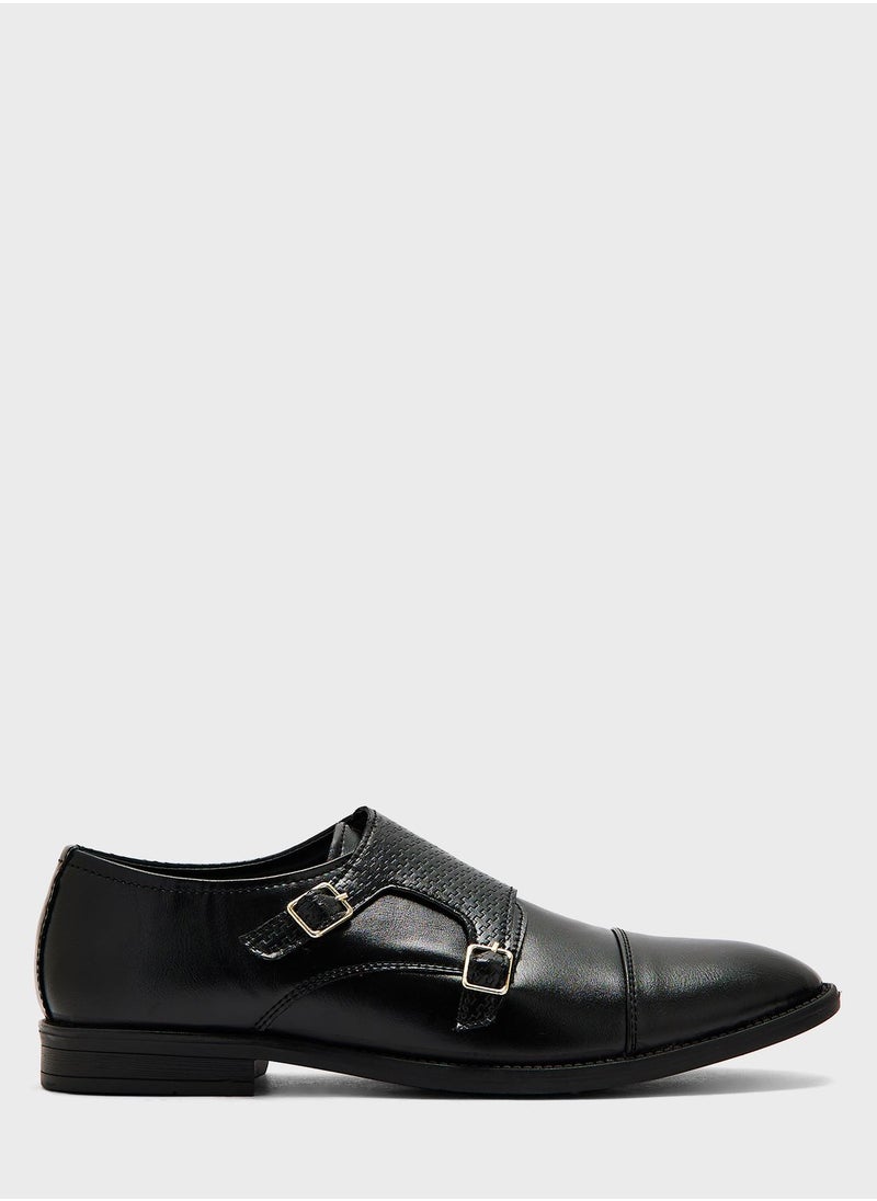 Robert Wood - Textured Monk Strap Formal Slip Ons - Image 1